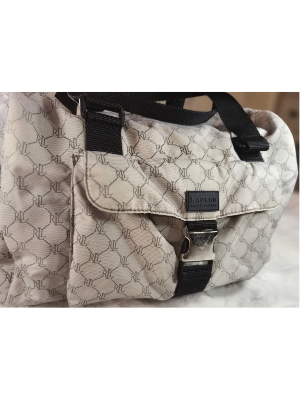 Lauren Ralph Lauren RL Monogram Duffel Bag Y2K Preppy Weekender Travel Carry On